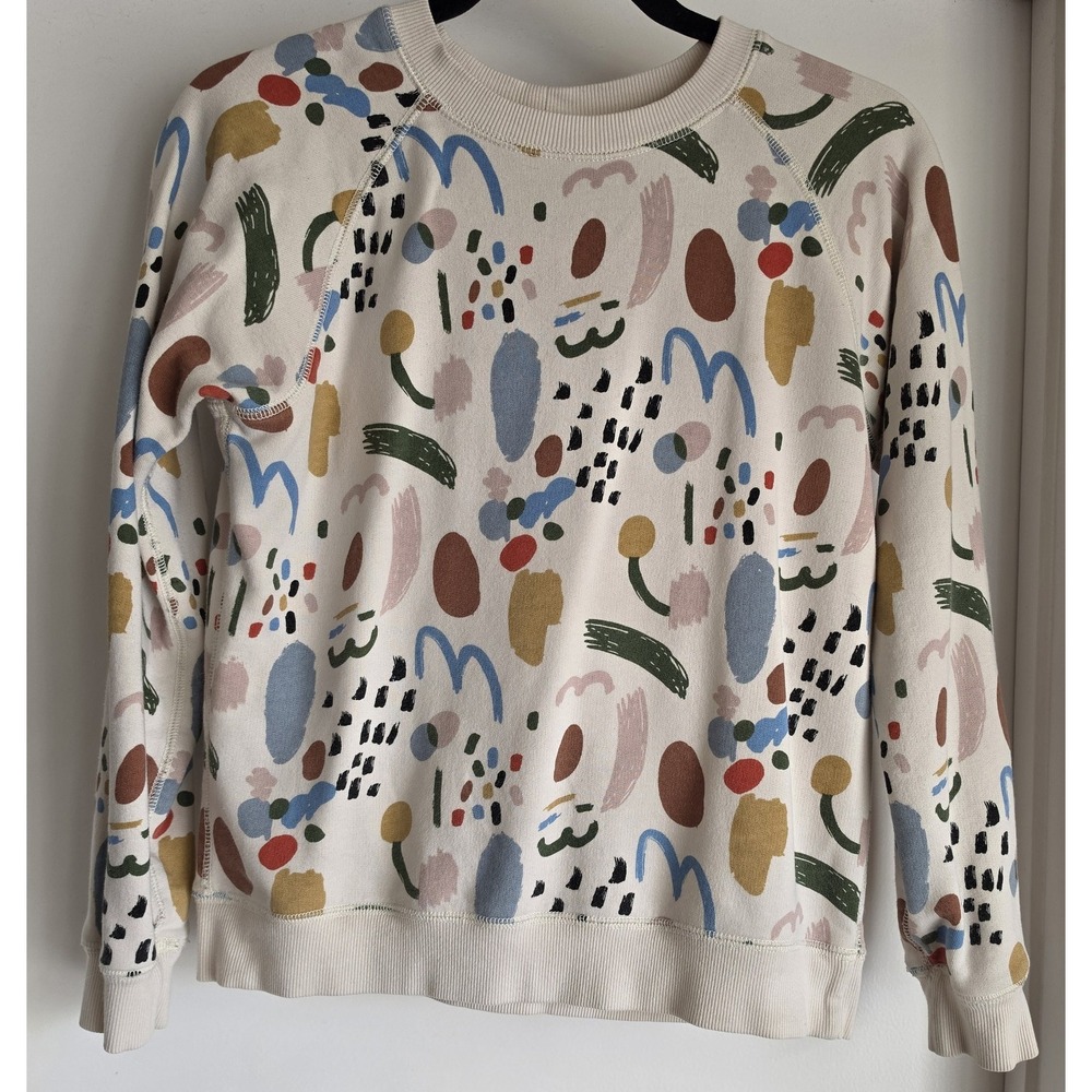 Hanna Andersson Kids Sweatshirt Size 12 Pullover Crew Neck Abstract Multicolor